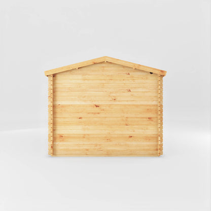 The 5.1m x 3m Dove Log Cabin with Side Shed with Anthracite UPVC