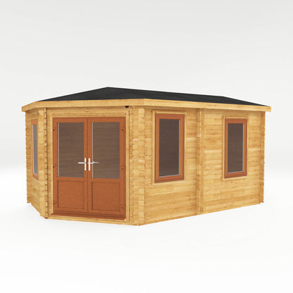 The Goldcrest 5m x 3m Log Cabin with Oak UPVC