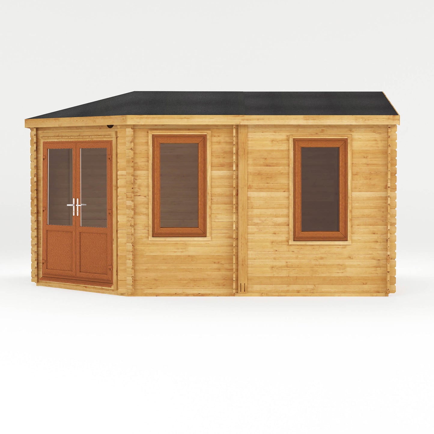 The Goldcrest 5m x 3m Log Cabin with Oak UPVC