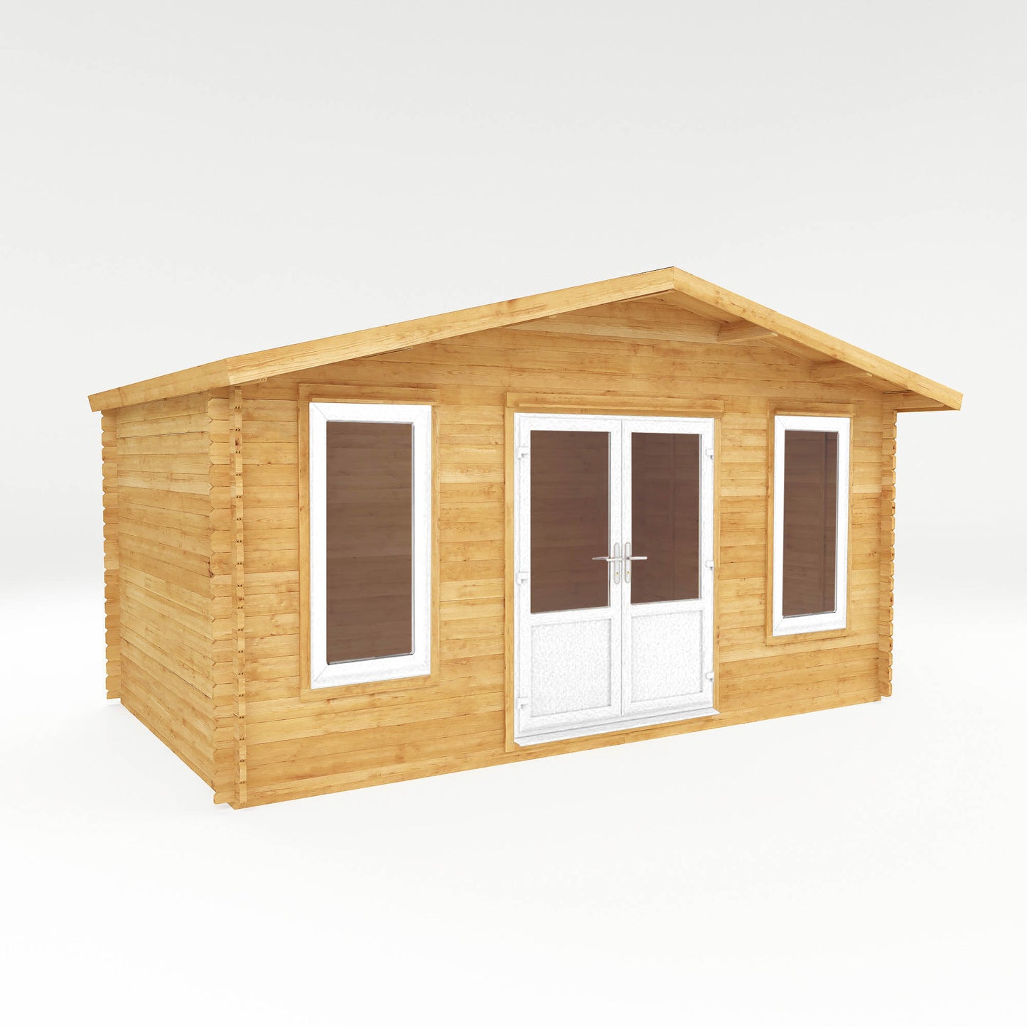 The 5m x 3m Sparrow Log Cabin with White UPVC