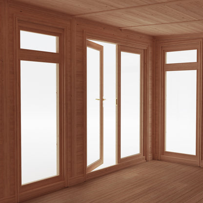 from the inside looking out of a 5m x 3m garden room