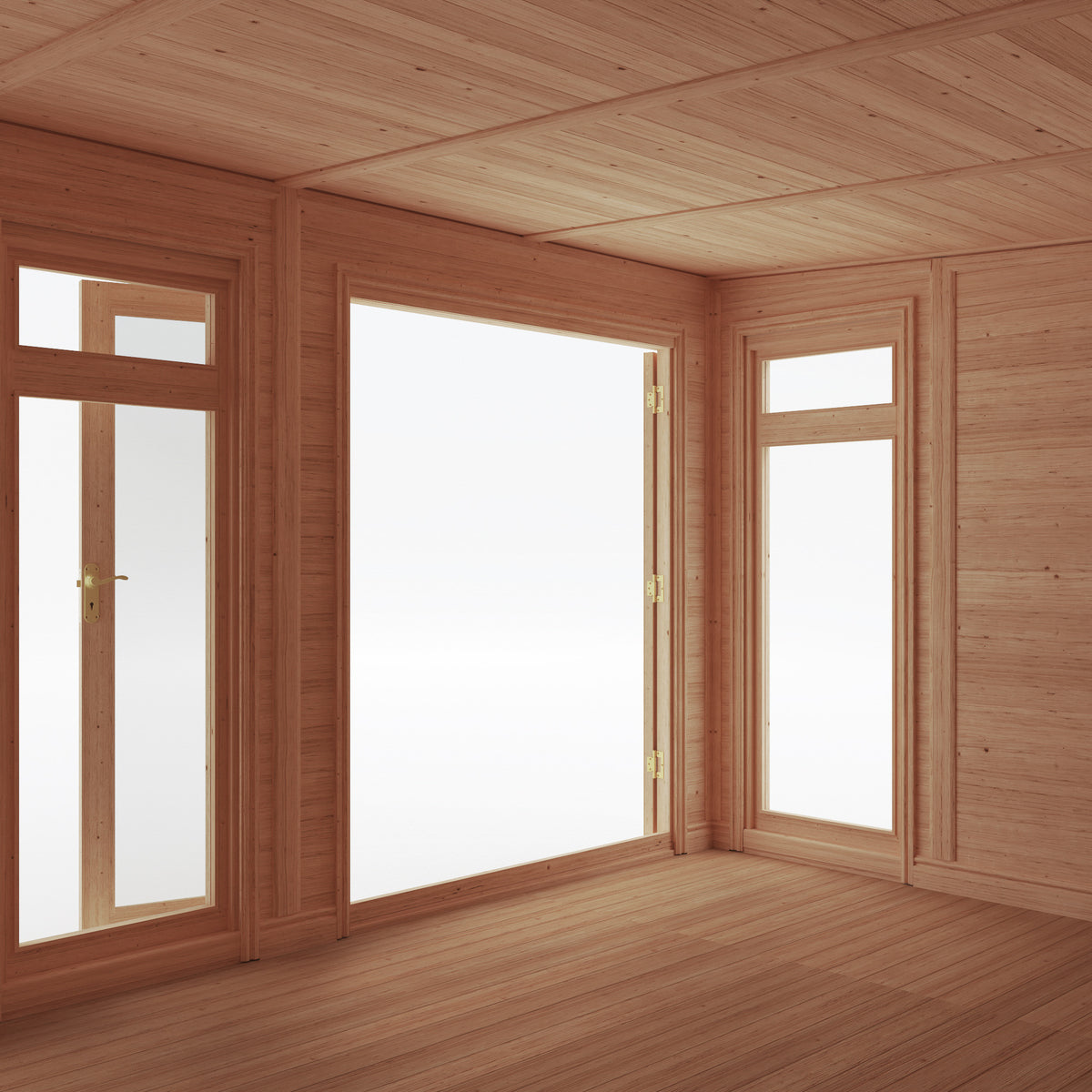 from the inside looking out of a 5m x 4m garden room