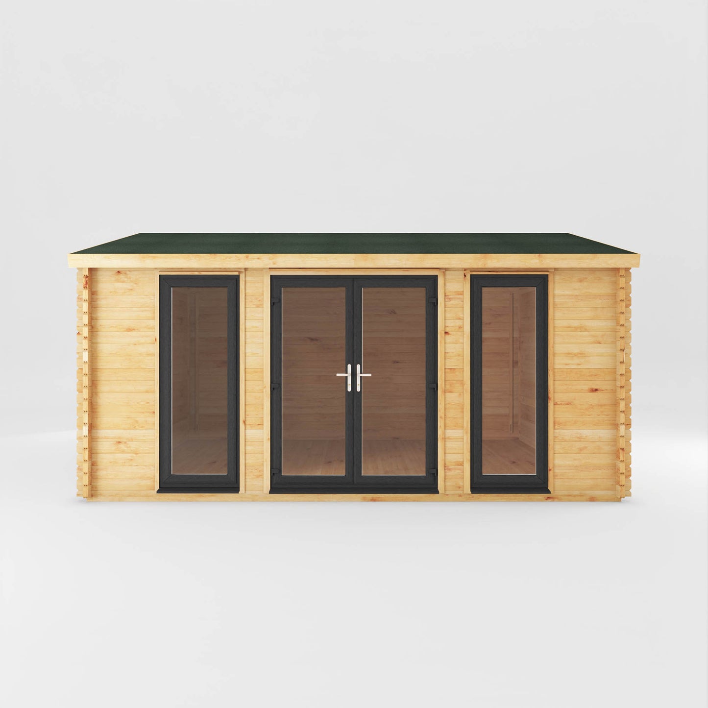 The Dove 5m x 4m Log Cabin with Anthracite UPVC