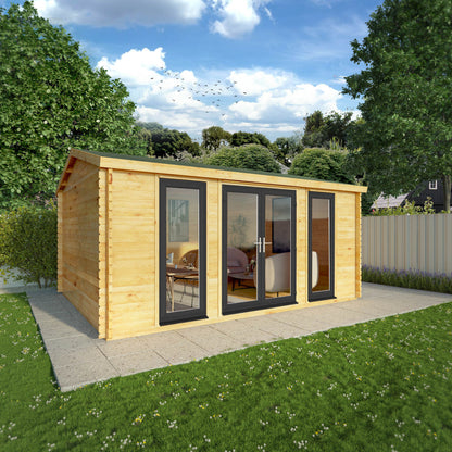 The Dove 5m x 4m Log Cabin with Anthracite UPVC