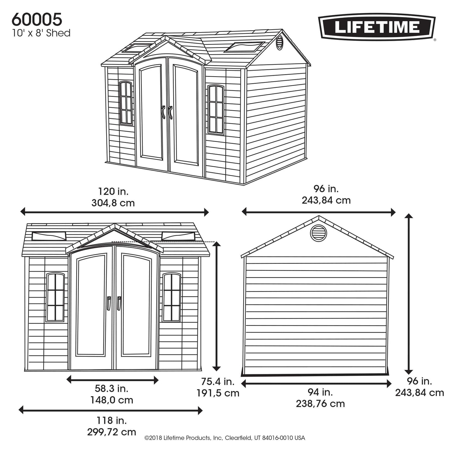 Lifetime 10 x 8' Outdoor Storage Shed