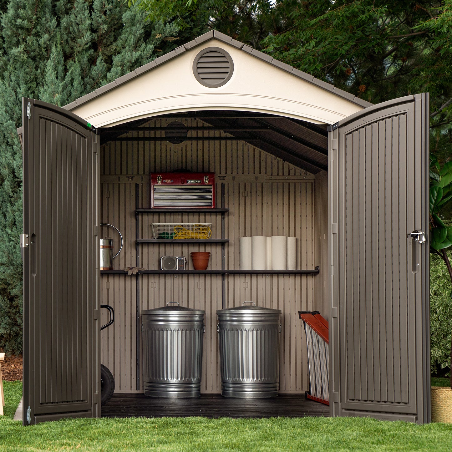 Lifetime 8 x 13' Outdoor Storage Shed - Light Grey