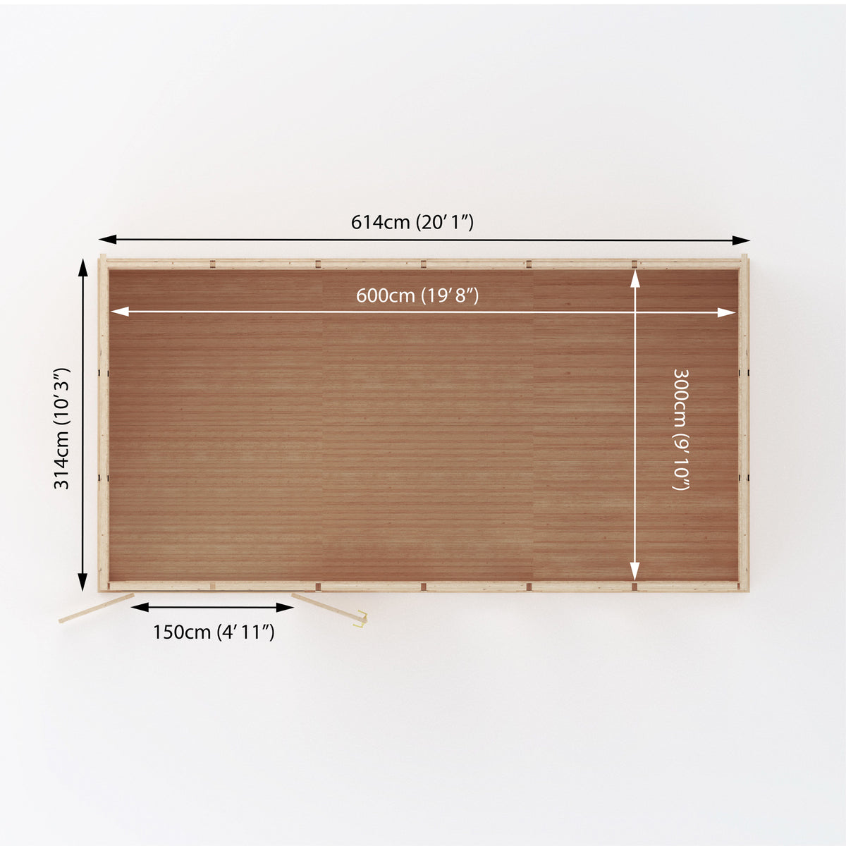 6m x 3m classic insulated garden room birdseye dimensions