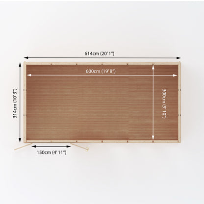6m x 3m classic insulated garden room birdseye dimensions