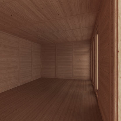 Inside the 6m x 3m insulated garden room