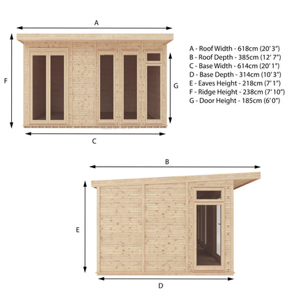 6m x 3m Classic insulated garden room specification diagram