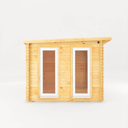 The 6 x 3m Wren Log Cabin with Patio Area and White UPVC