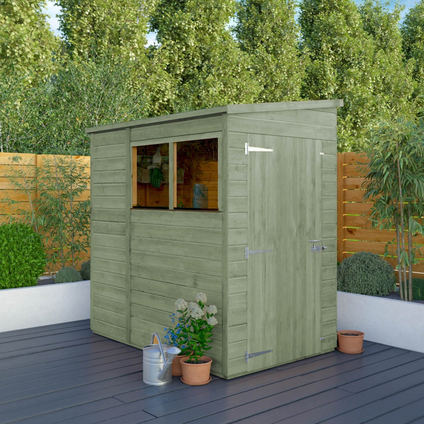 6 x 4 Ready Painted Woodsman Shiplap Pent Wooden Shed