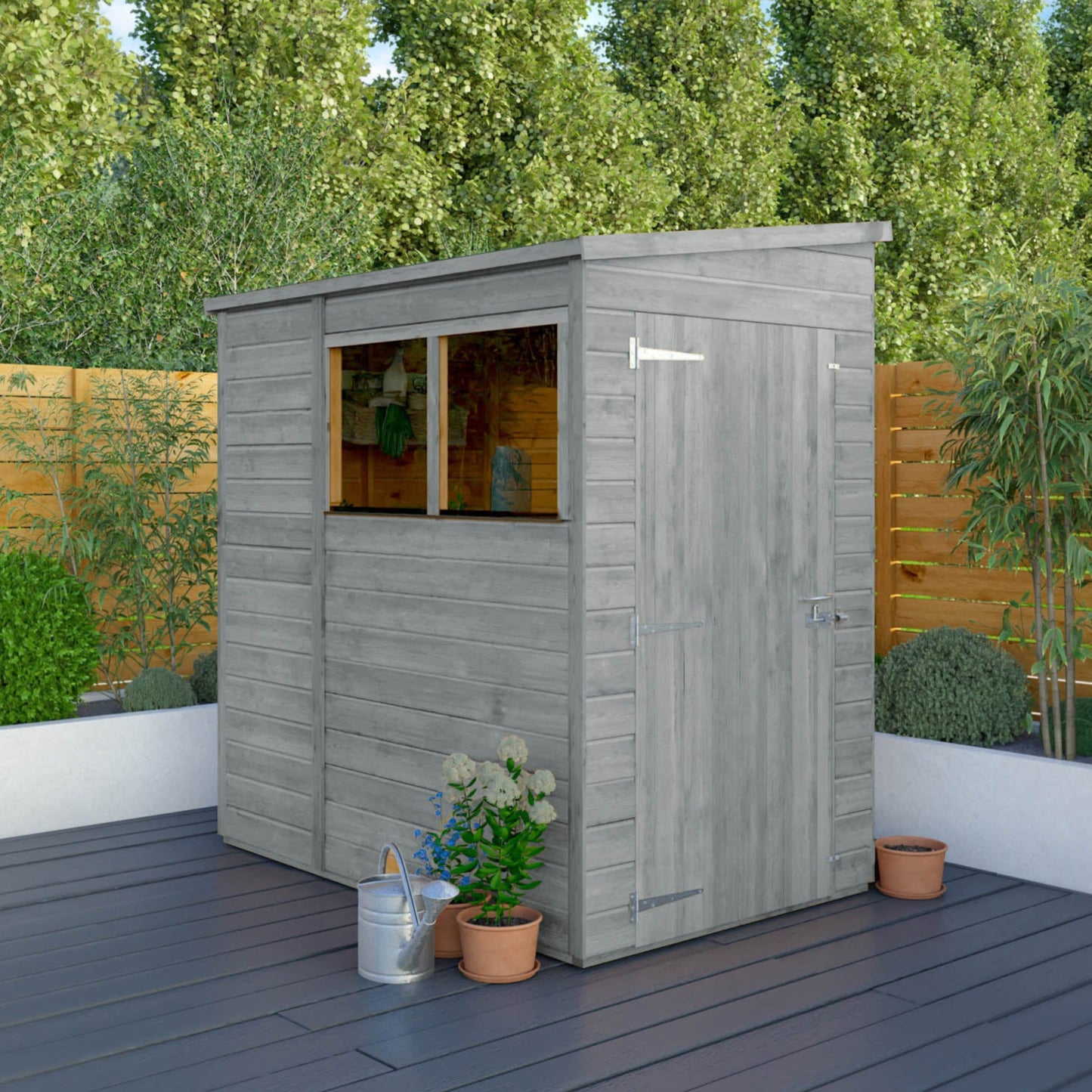 6 x 4 Ready Painted Woodsman Shiplap Pent Wooden Shed