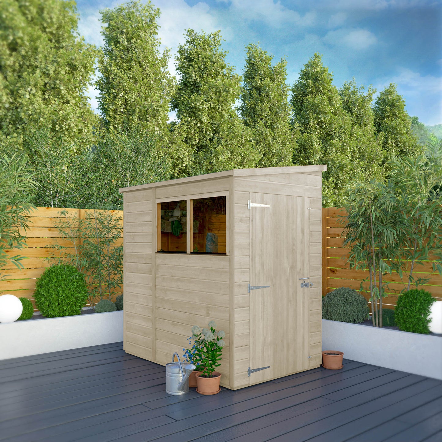 6 x 4 Ready Painted Woodsman Shiplap Pent Wooden Shed