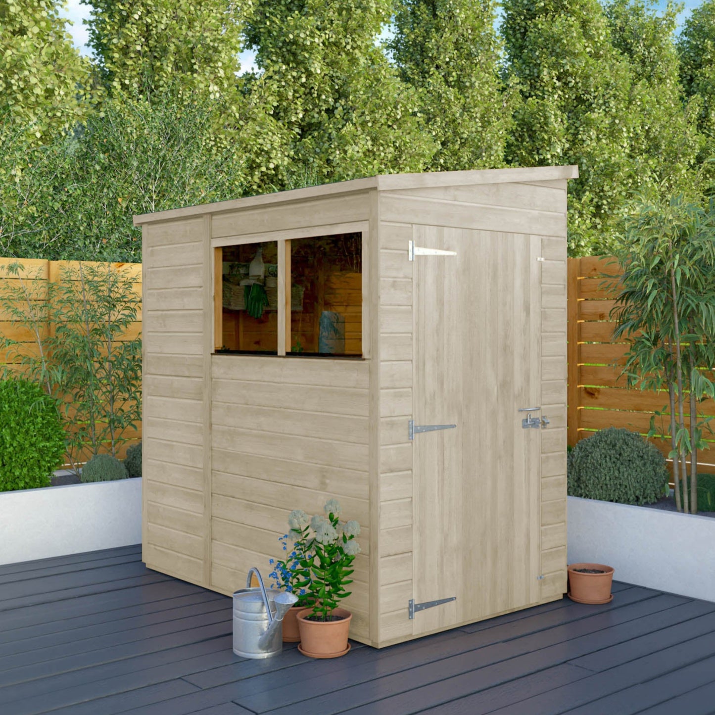 6 x 4 Ready Painted Woodsman Shiplap Pent Wooden Shed
