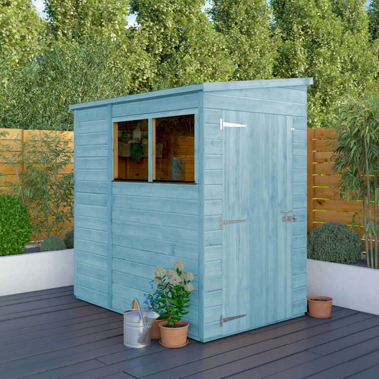 6 x 4 Ready Painted Woodsman Shiplap Pent Wooden Shed