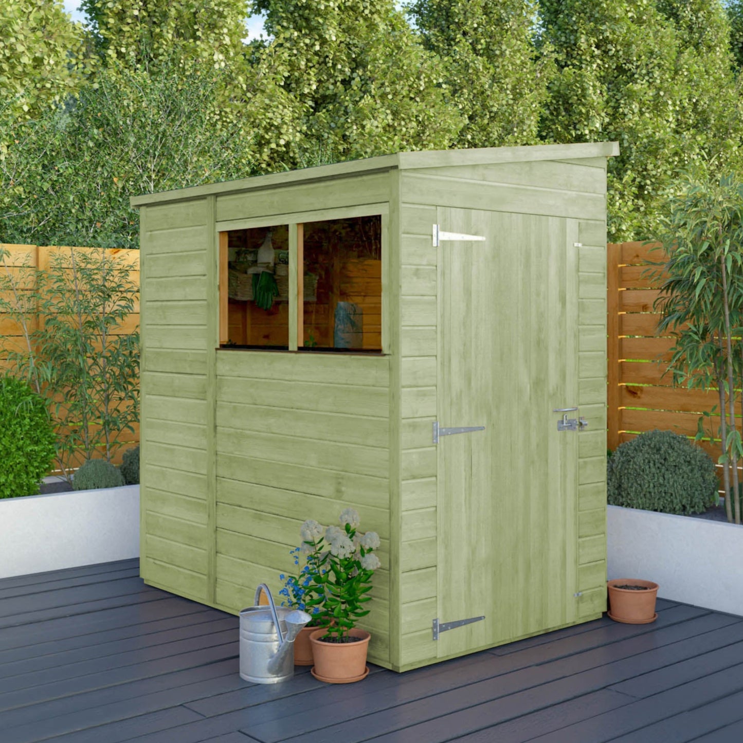 6 x 4 Ready Painted Woodsman Shiplap Pent Wooden Shed