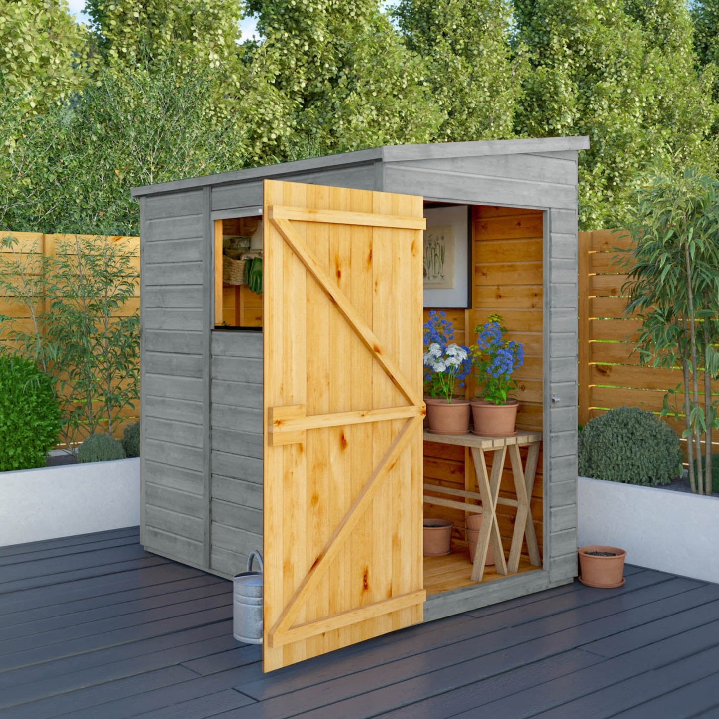 6 x 4 Ready Painted Woodsman Shiplap Pent Wooden Shed