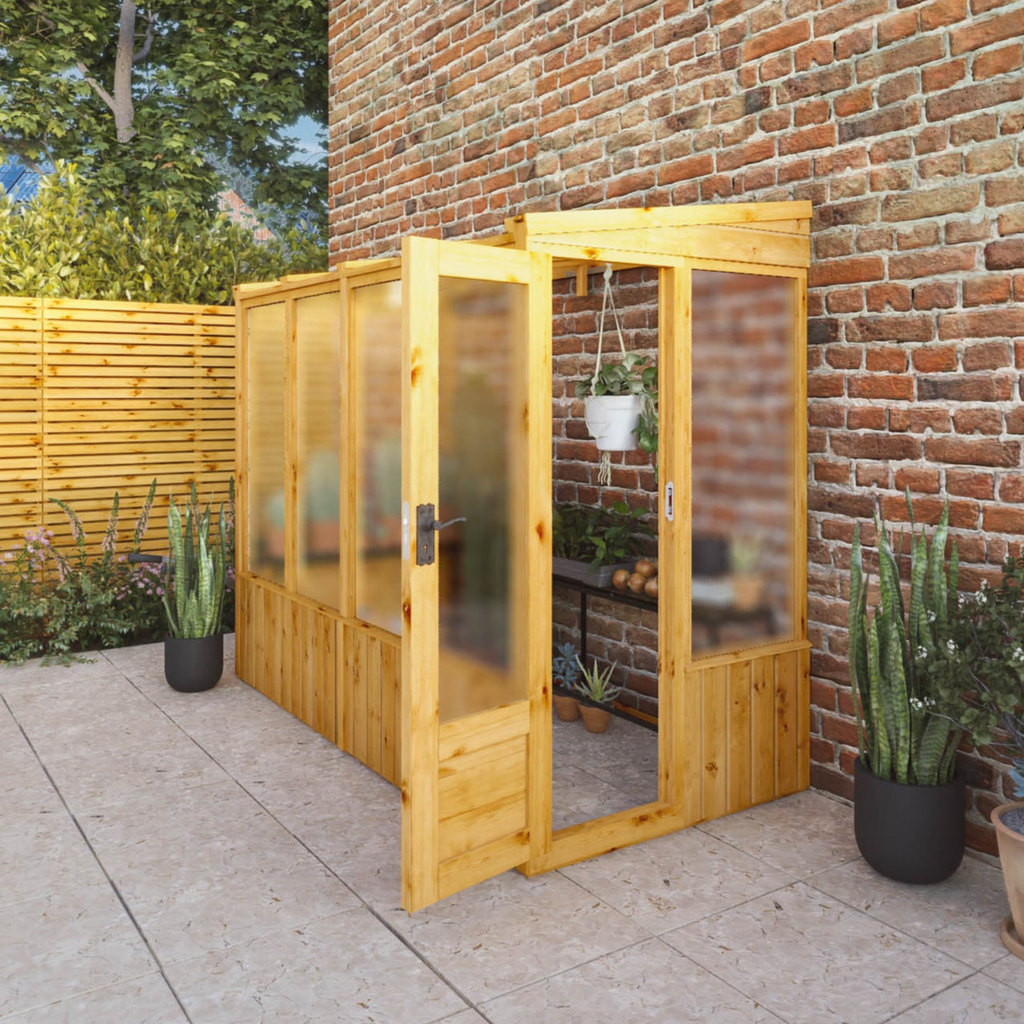 8 x 4 Woodsman Pent Lean-To Polycarbonate Greenhouse