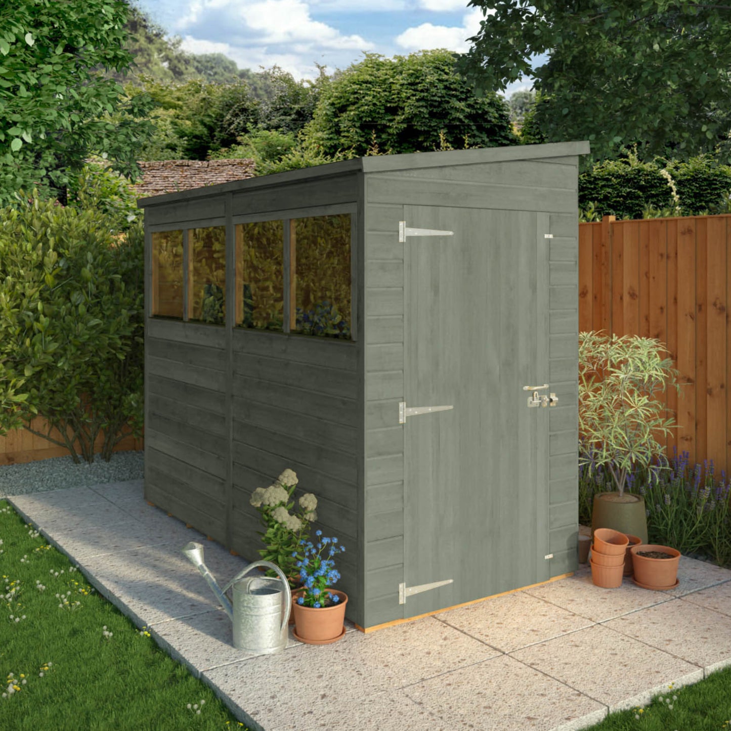 8 x 4 Ready Painted Woodsman Shiplap Pent Wooden Shed