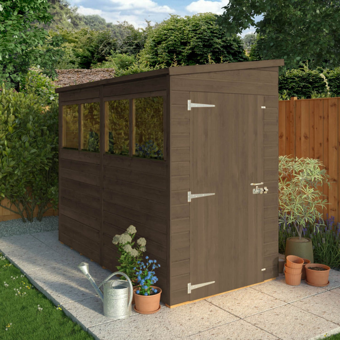 8 x 4 Ready Painted Woodsman Shiplap Pent Wooden Shed