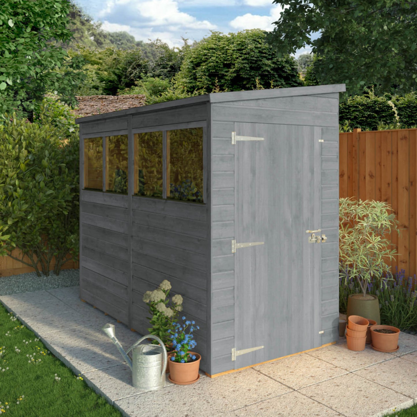 8 x 4 Ready Painted Woodsman Shiplap Pent Wooden Shed