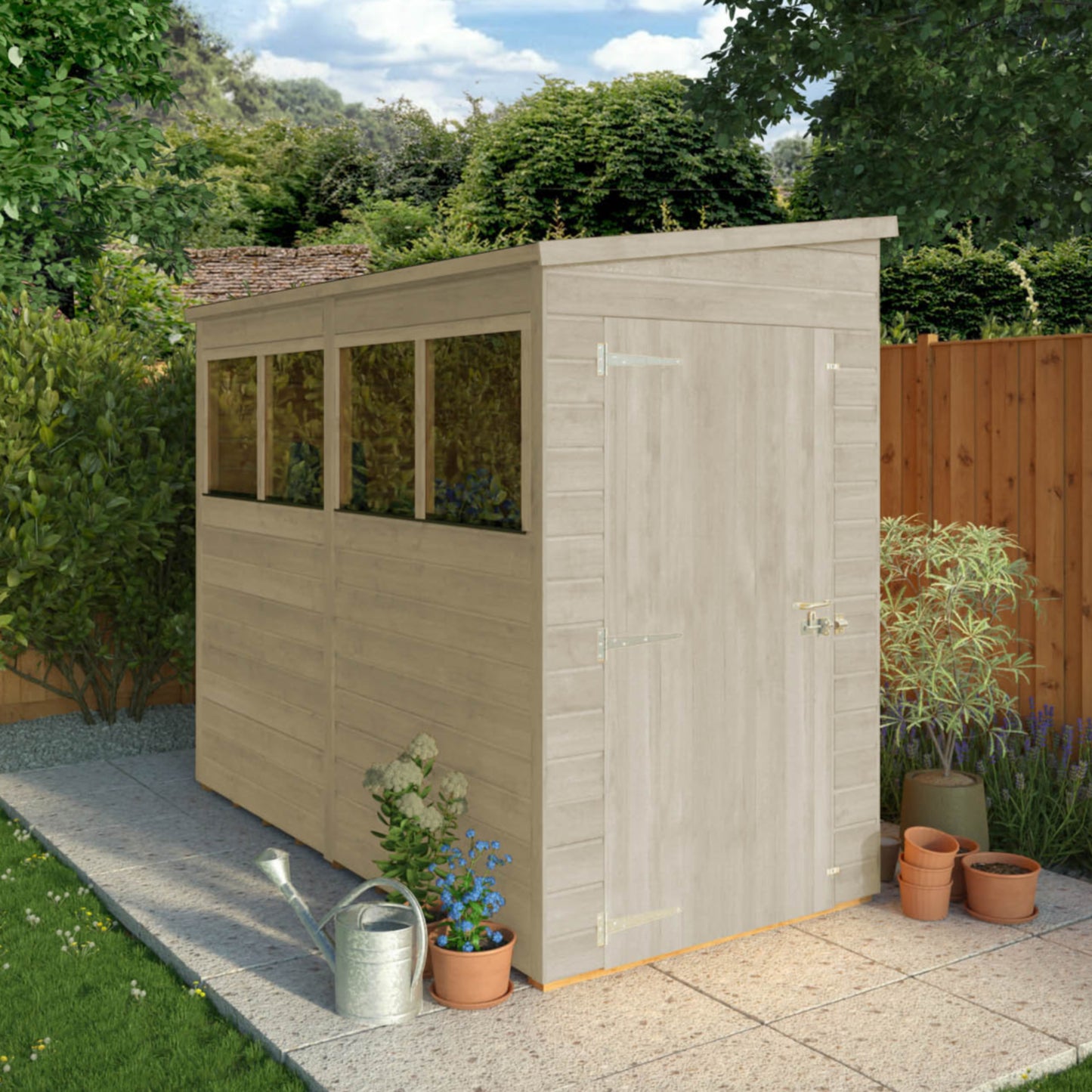 8 x 4 Ready Painted Woodsman Shiplap Pent Wooden Shed