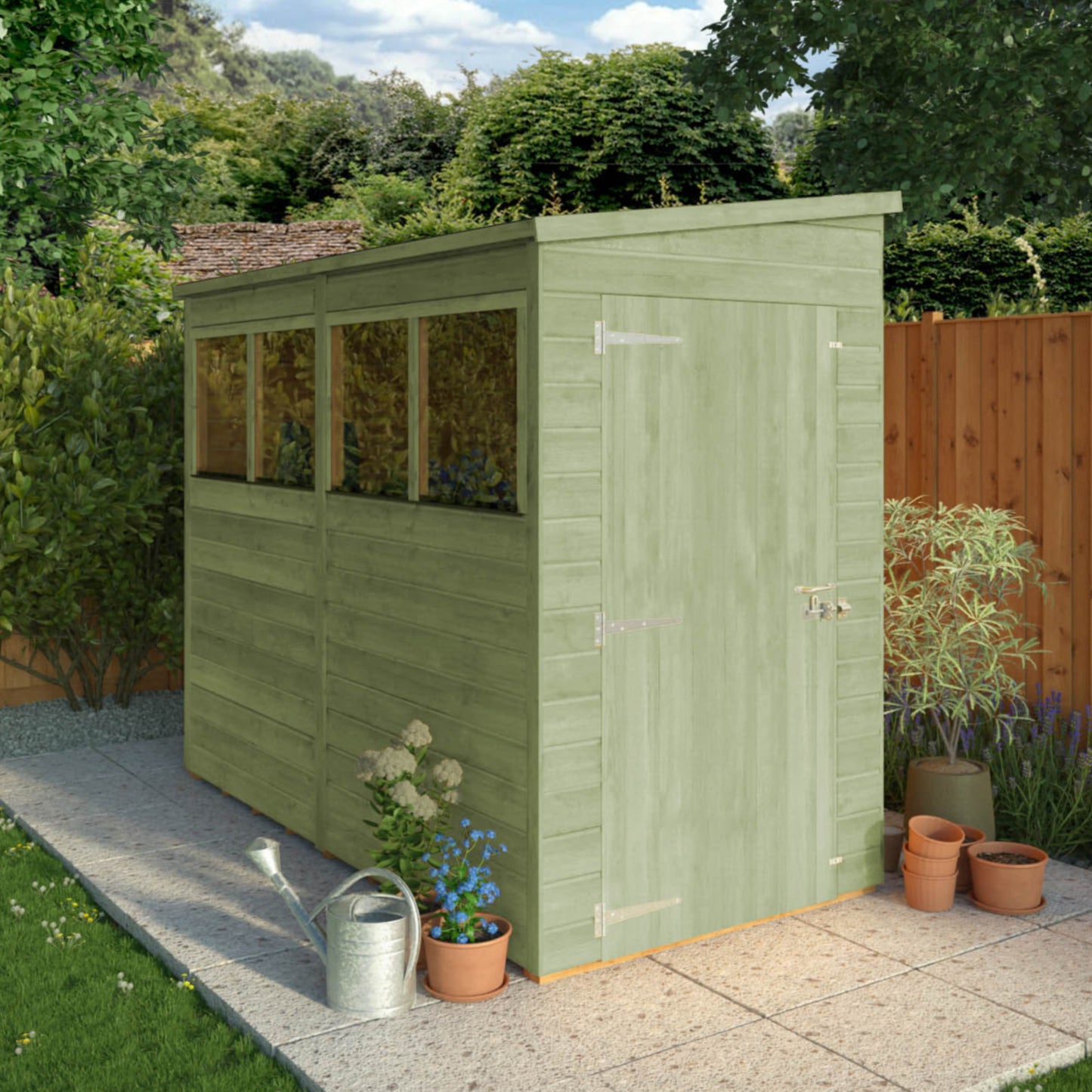 8 x 4 Ready Painted Woodsman Shiplap Pent Wooden Shed