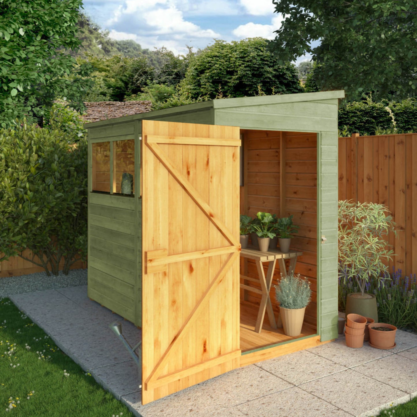 8 x 4 Ready Painted Woodsman Shiplap Pent Wooden Shed