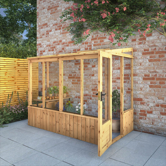 8 x 4 Evesham Premium Lean-to Pent Wooden Greenhouse