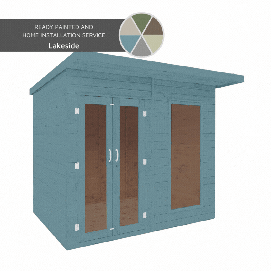 A gif of a summerhouse painted in a variety of colours