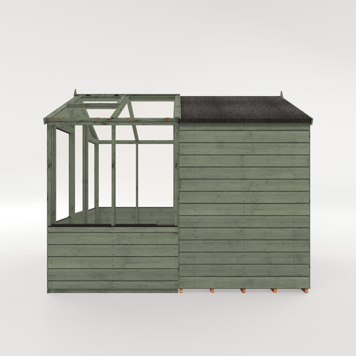 Refurbished Castle Green 8 x 6 Shiplap Combi Greenhouse & Wooden Storage Shed