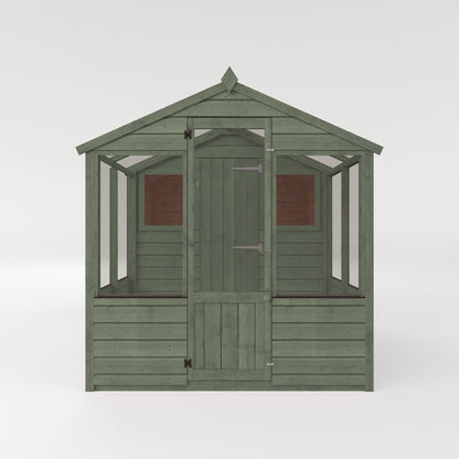 Refurbished Castle Green 8 x 6 Shiplap Combi Greenhouse & Wooden Storage Shed