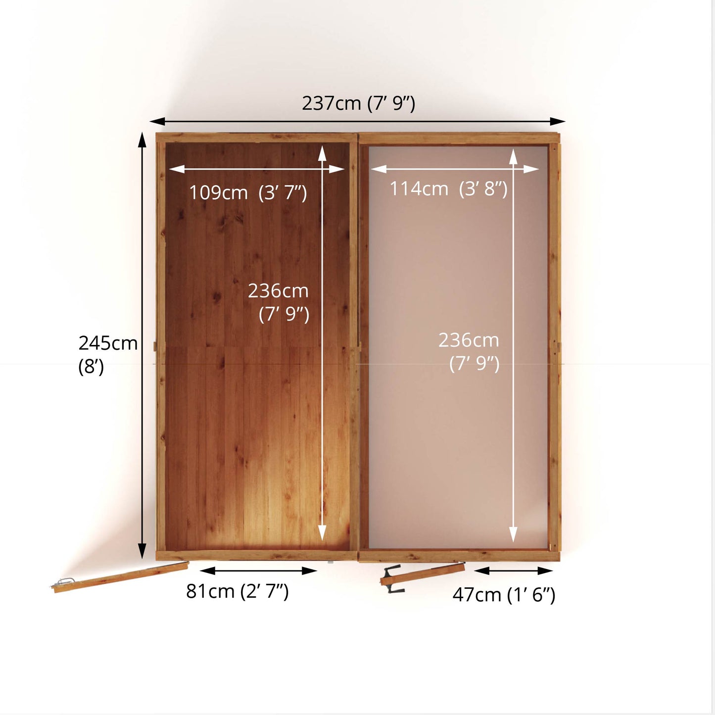 8 x 8 Woodsman Glass Combi Greenhouse with Shed