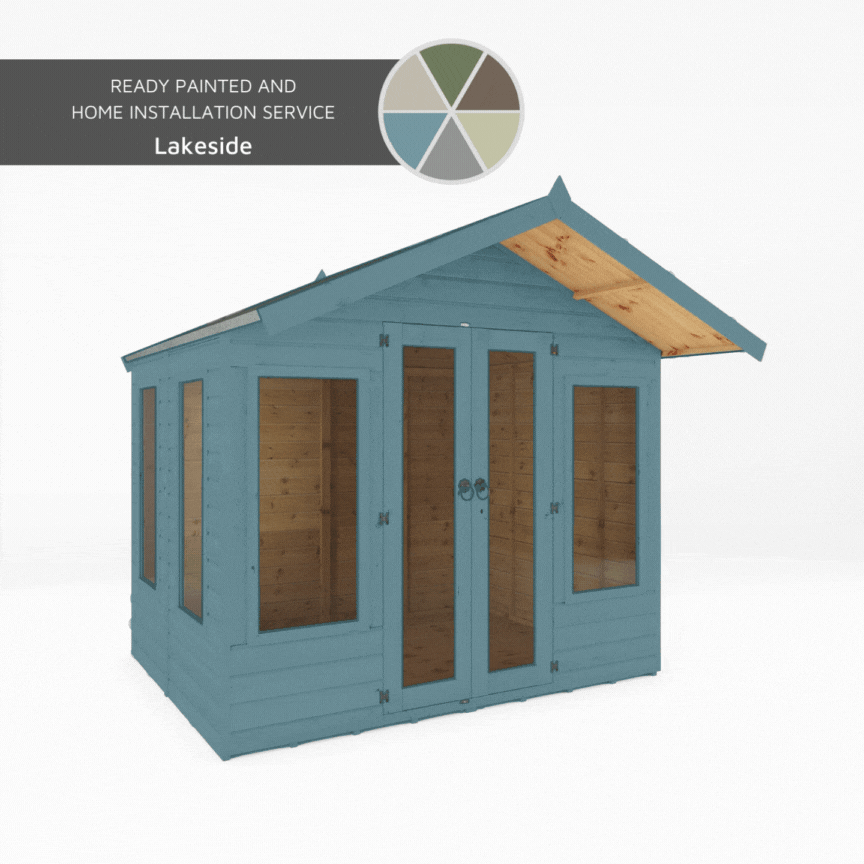 A gif of a summerhouse painted in a variety of colours
