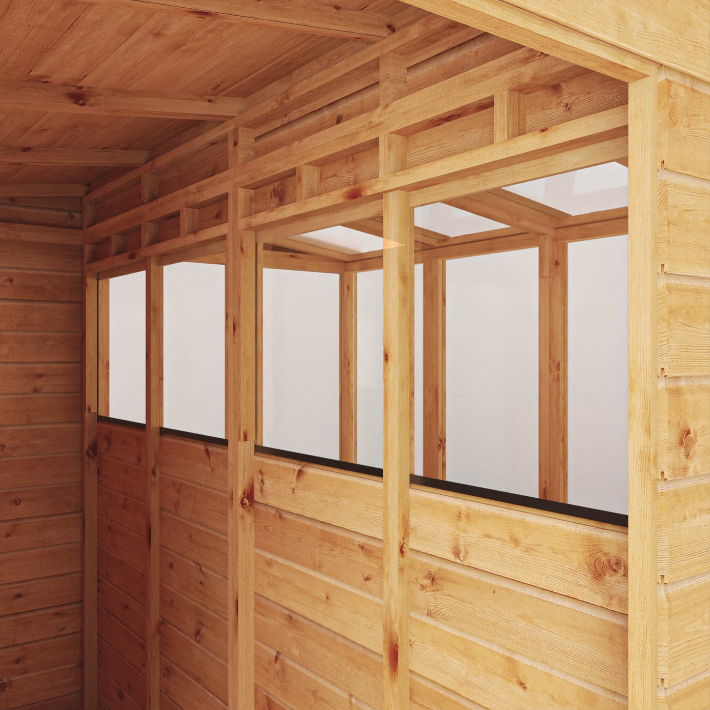 8 x 8 Woodsman Glass Combi Greenhouse with Shed