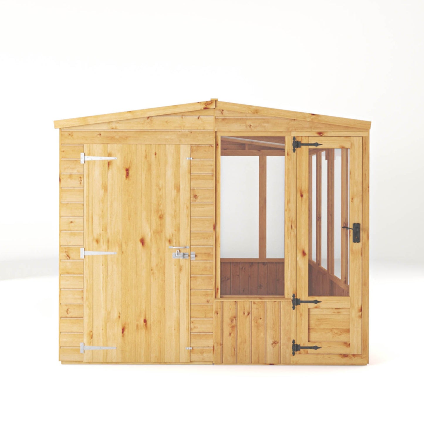 8 x 8 Woodsman Glass Combi Greenhouse with Shed