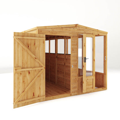 8 x 8 Woodsman Glass Combi Greenhouse with Shed