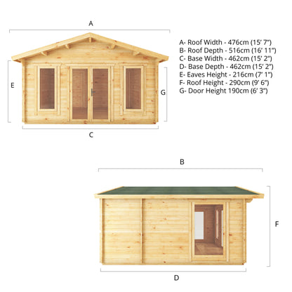5 x 5m Brambling Premium Log Cabin
