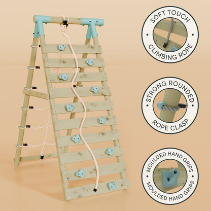 Single Wooden Baby Swing Set with Climbing Wall and Slide - Badger Brook