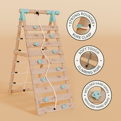 Single Wooden Baby Swing Set with Climbing Wall and Slide - Badger Brook I