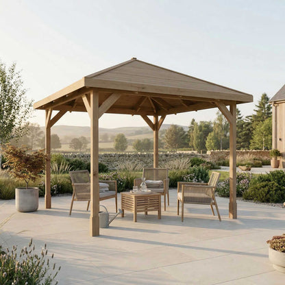 3m x 3m Pressure Treated Gazebo with Tongue & Groove Roof