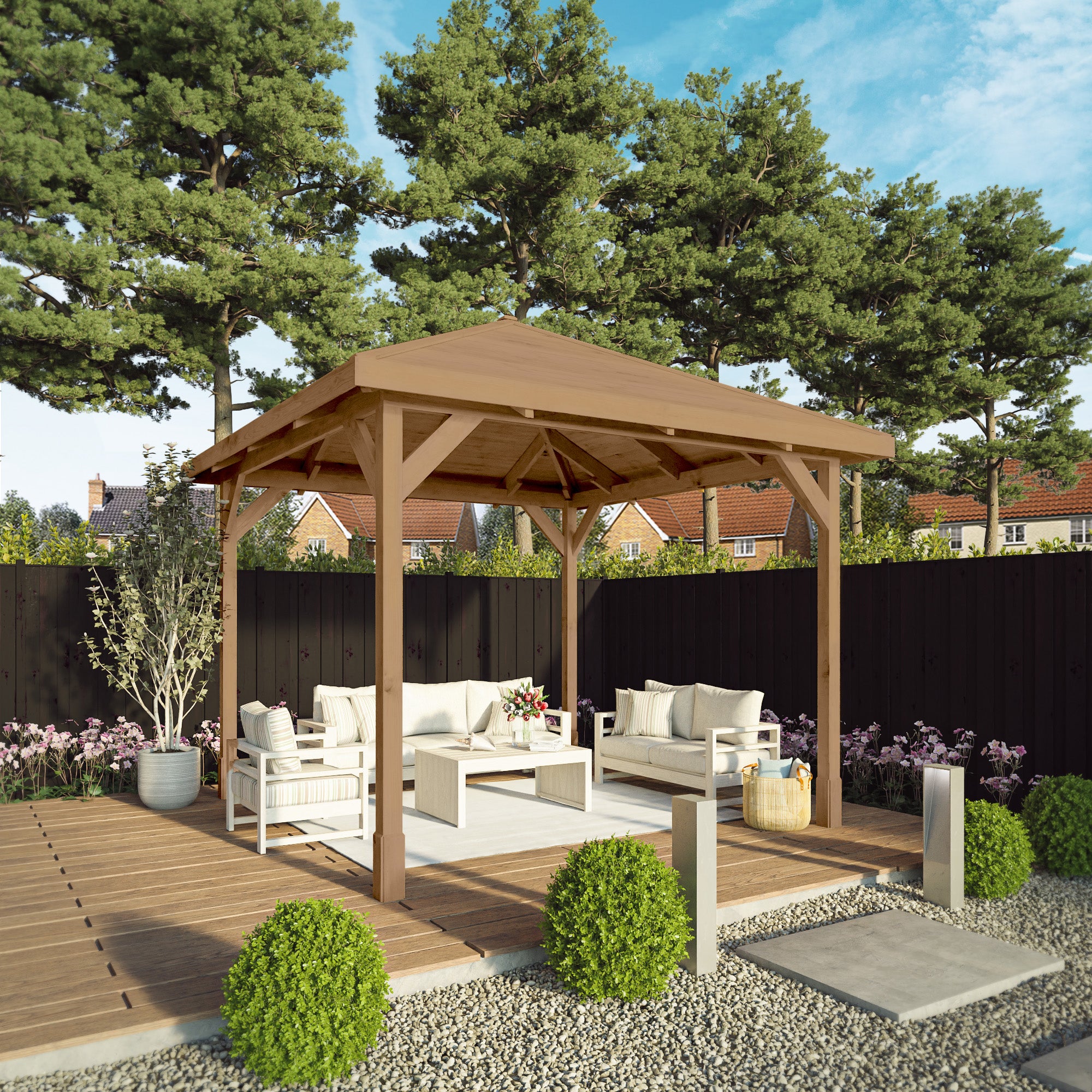 3m x 3m Pressure Treated Gazebo with Tongue & Groove Roof