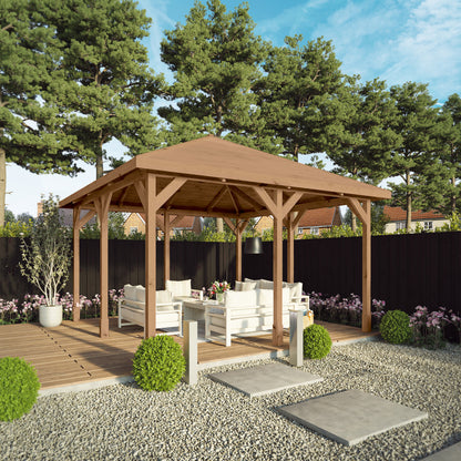 4m x 4m Pressure Treated Gazebo with Tongue & Groove Roof