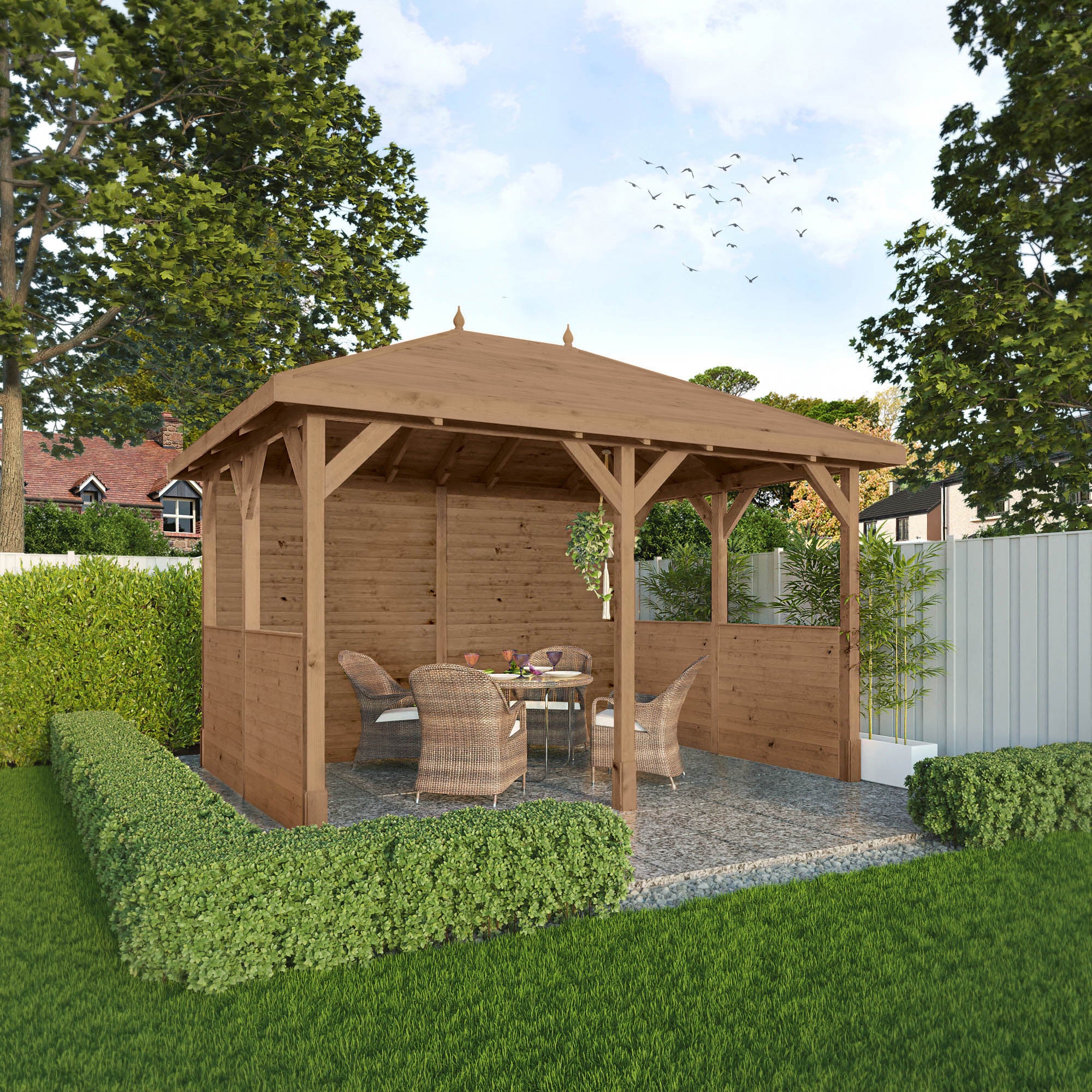 4m x 3m Pressure Treated Gazebo With Panels