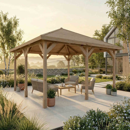 4m x 4m Pressure Treated Gazebo with Tongue & Groove Roof