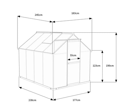 6 x 8 Metal Greenhouse with Polycarbonate Panels