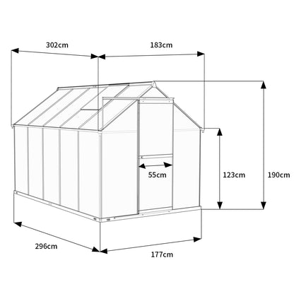 6 x 10 Metal Greenhouse with Polycarbonate