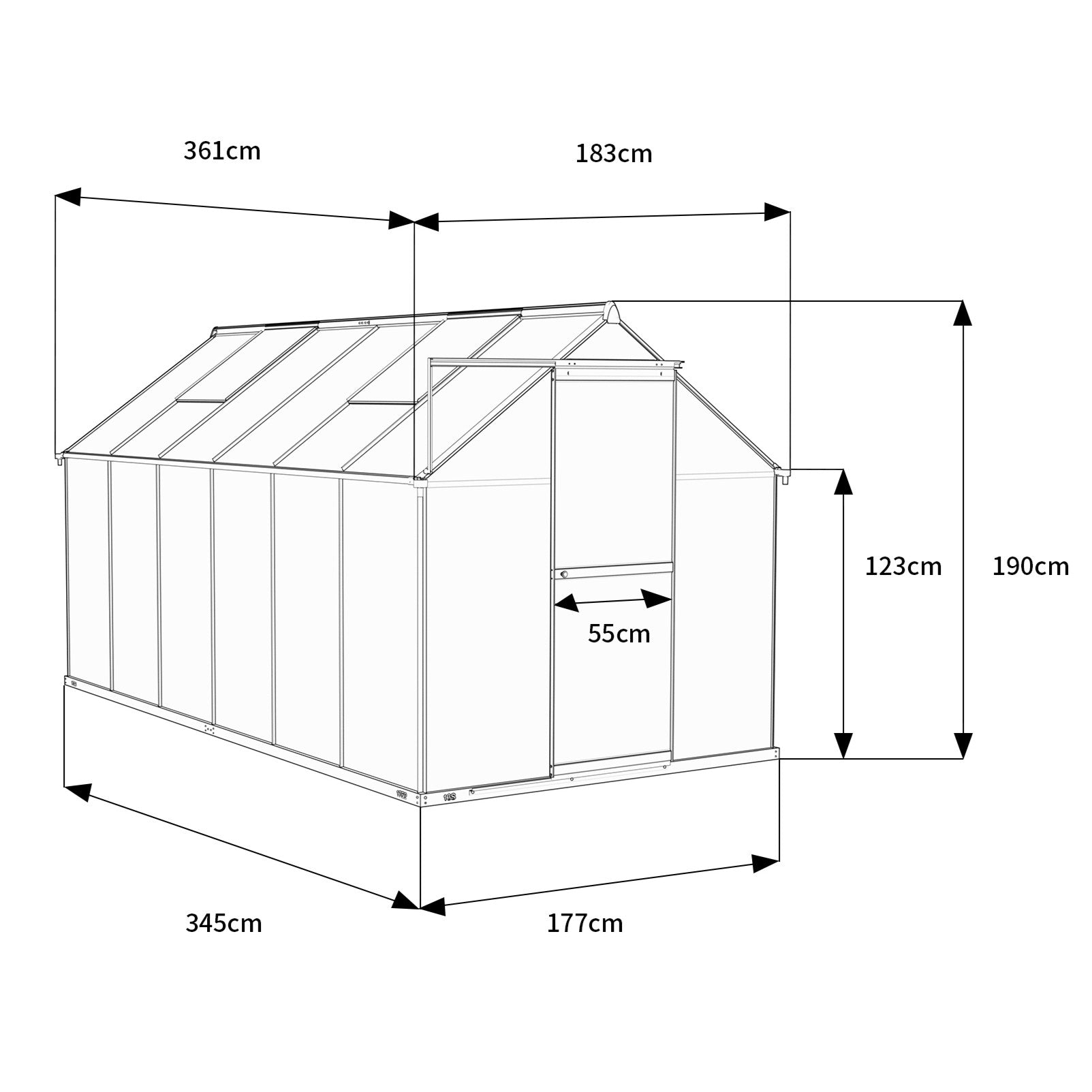 6 x 12 Metal Greenhouse with Polycarbonate