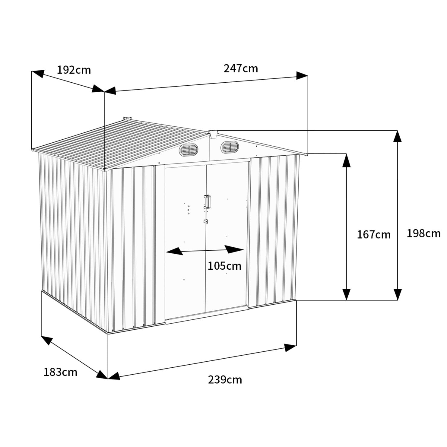 Waltons 8 x 6 Apex Metal Garden Shed